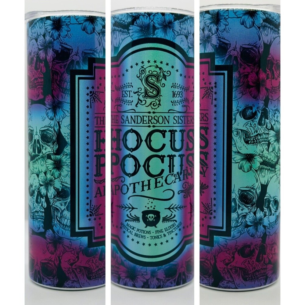 NEW Hocus Pocus 20 oz. Stainless Steel Tumbler w/Straw Set & Silicone Tip